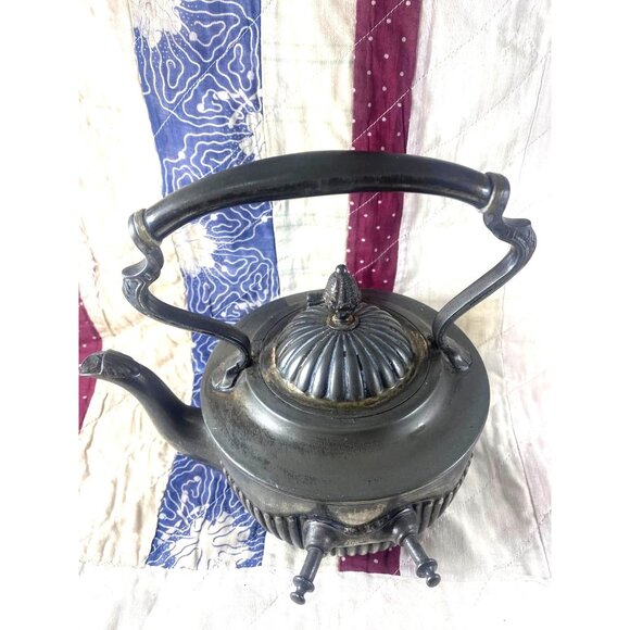 Antique Rogers Smith Silverplate Tilting Spirit Kettle Ribbed Victorian Teapot, - Picture 6 of 9
